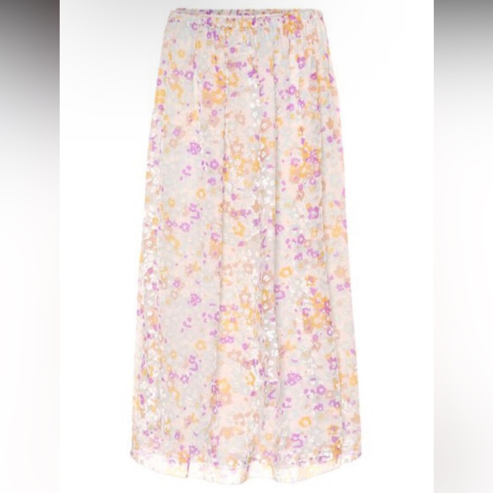 See By Chloe Cream Pleated A-Line Maxi Skirt